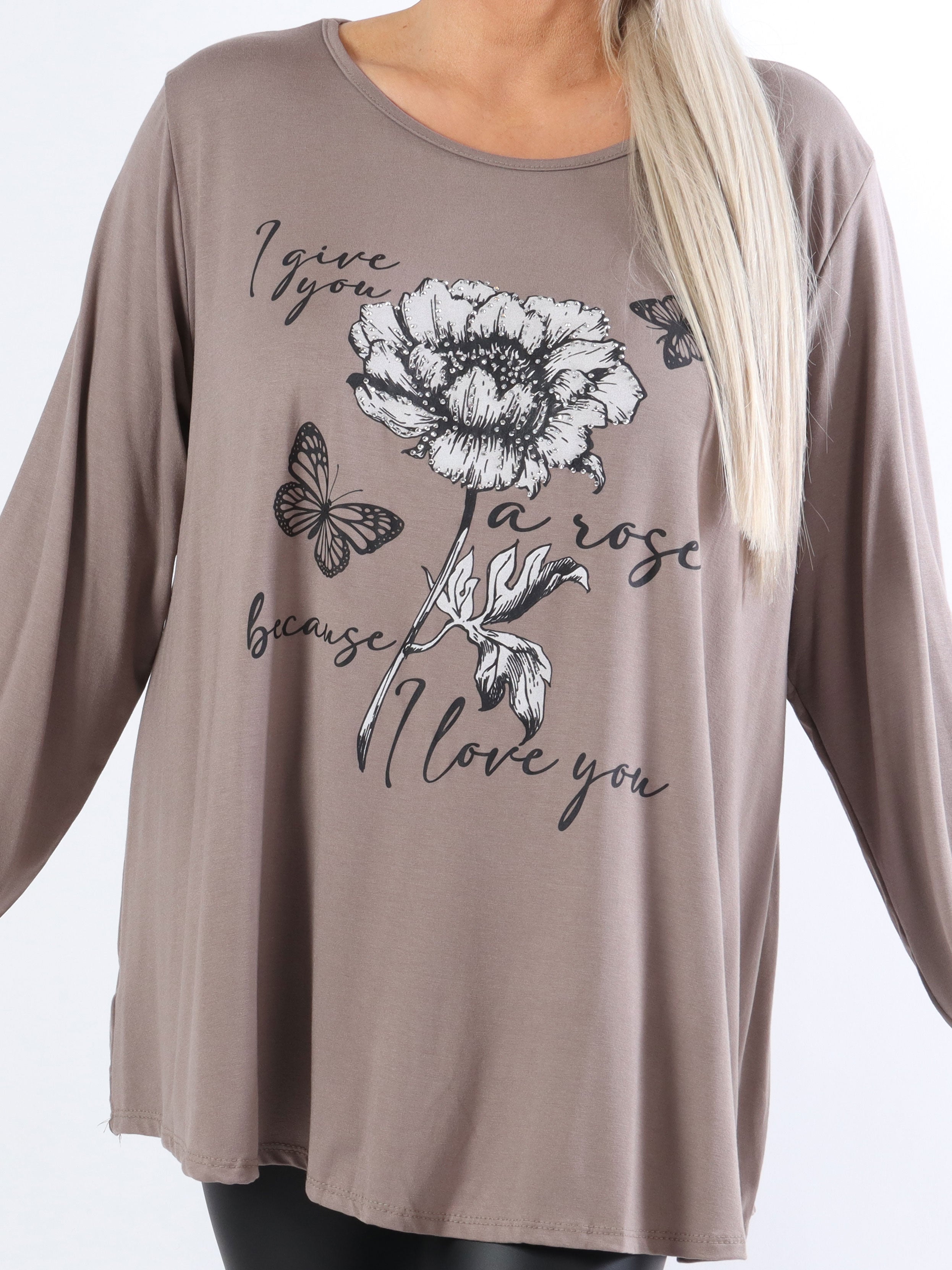 Klara - Plus size bluse i viscose med similisten og tryk